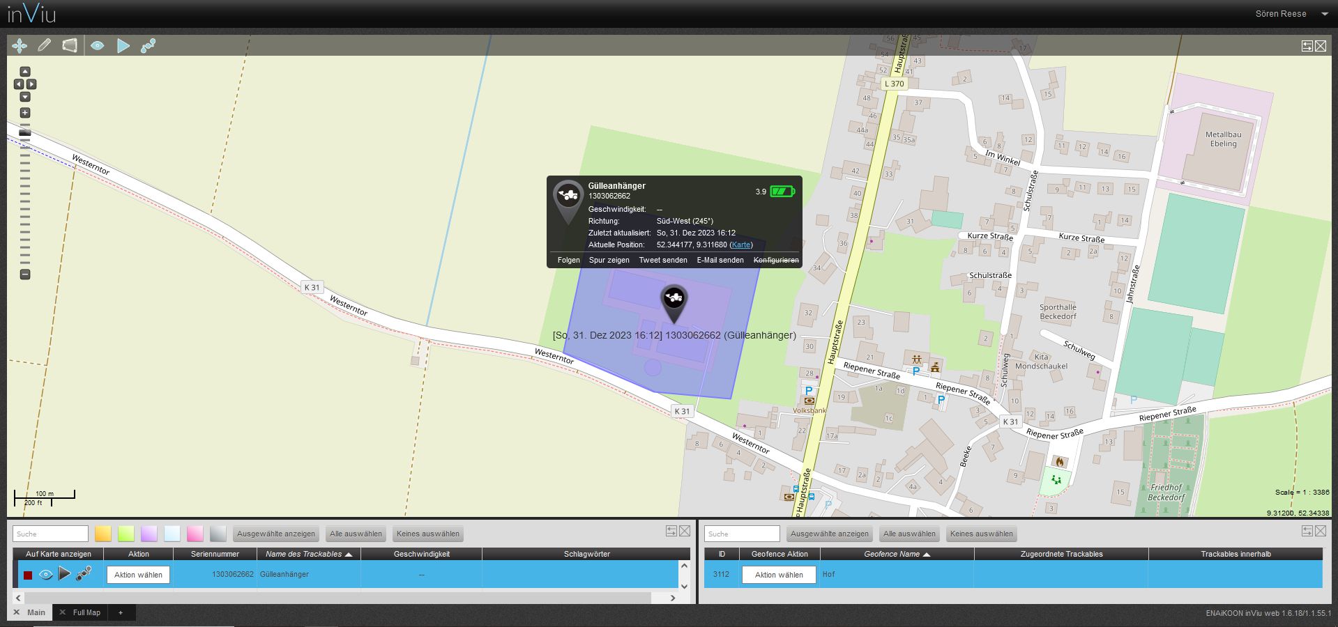Geofence Alarm für Landmaschine Traktor Ackergeräte